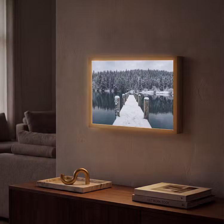 Steiger - Meer - Sneeuw - Bergen - Rustgevend Light Box met batterij (Wandlamp) middel -sfeer1