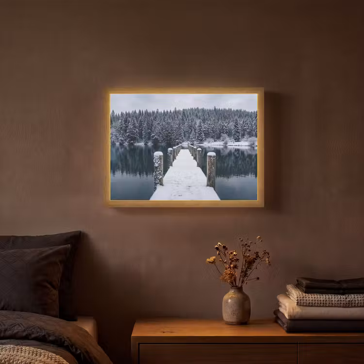 Steiger - Meer - Sneeuw - Bergen - Rustgevend Light Box met batterij (Wandlamp) middel -sfeer4
