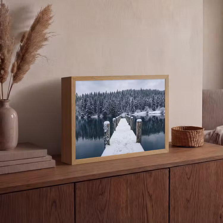 Steiger - Meer - Sneeuw - Bergen - Rustgevend Light Box met batterij (Wandlamp) middel -sfeer2