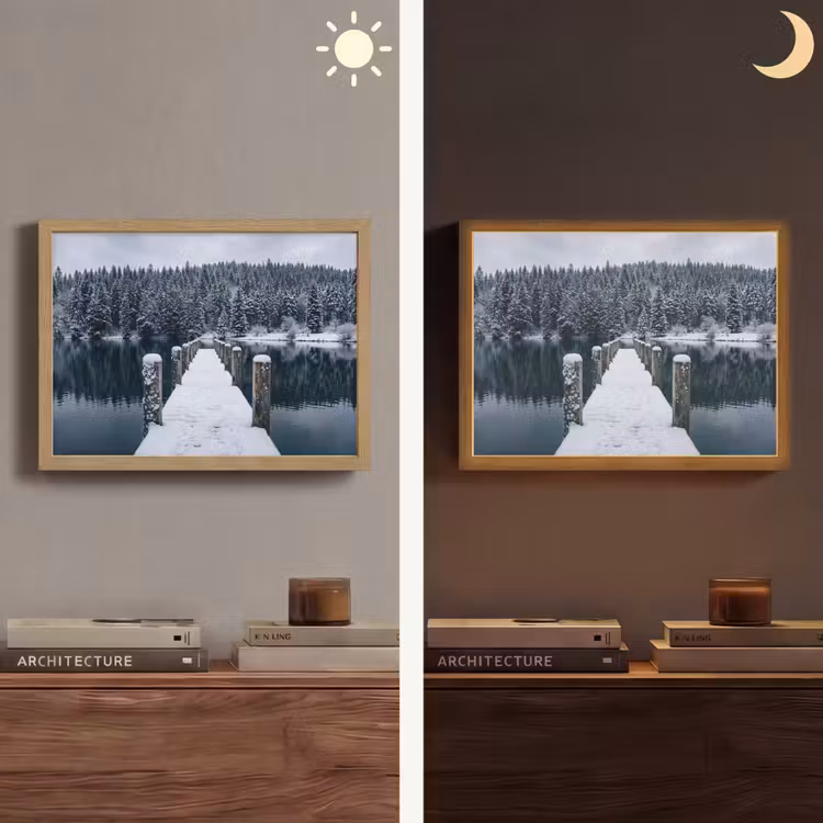 Steiger - Meer - Sneeuw - Bergen - Rustgevend Light Box met batterij (Wandlamp) middel -sfeer3