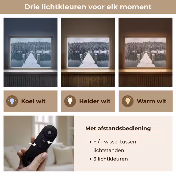 Steiger - Meer - Sneeuw - Bergen - Rustgevend Light Box met batterij (Wandlamp) middel -USP_lichtkleurNL
