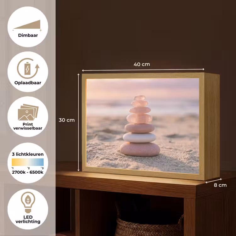 Stenen - Zand - Roze Light Box met batterij (Wandlamp) middel -USP_websiteoverzichtNL