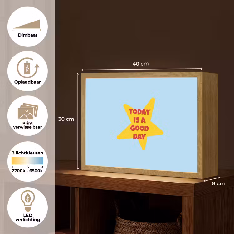 Ster - Today is a good day - Blauw Light Box met batterij (Wandlamp) middel -USP_websiteoverzichtNL