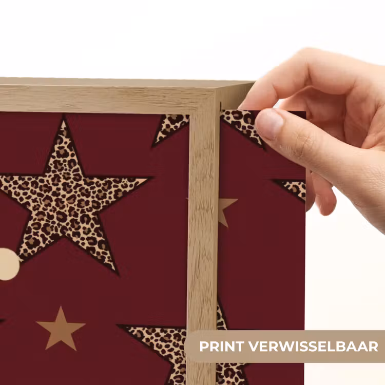 Sterren - Luipaardprint - Dream - Bordeaux Light Box met batterij (Wandlamp) middel -USP_websiteprintNL
