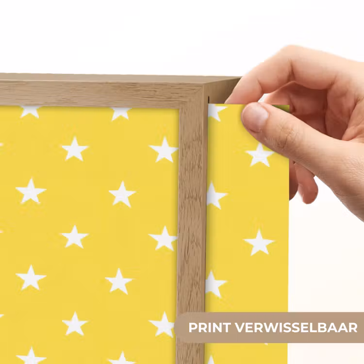 Sterren - Patroon - Minimalistisch - Geel Light Box met batterij (Wandlamp) middel 907 -USP_websiteprintNL
