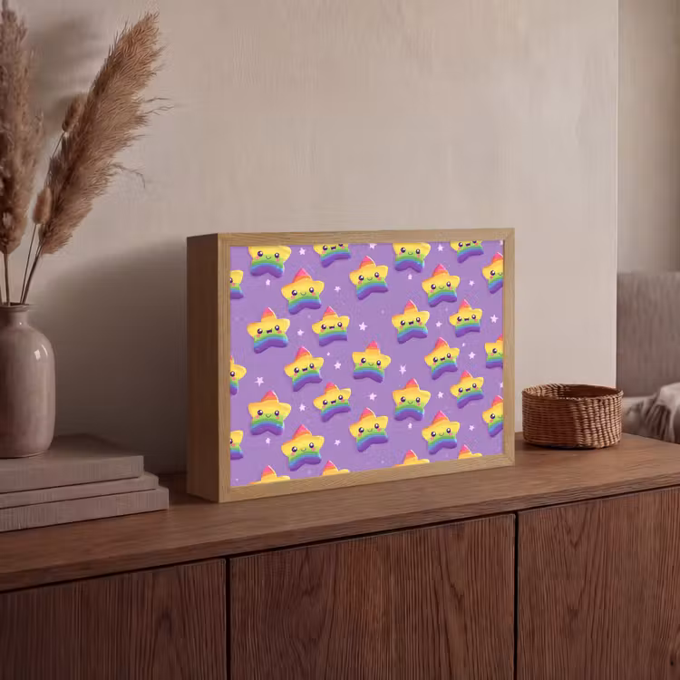 Sterren - Regenboog - Paars Light Box met batterij (Wandlamp) middel 907 -sfeer2