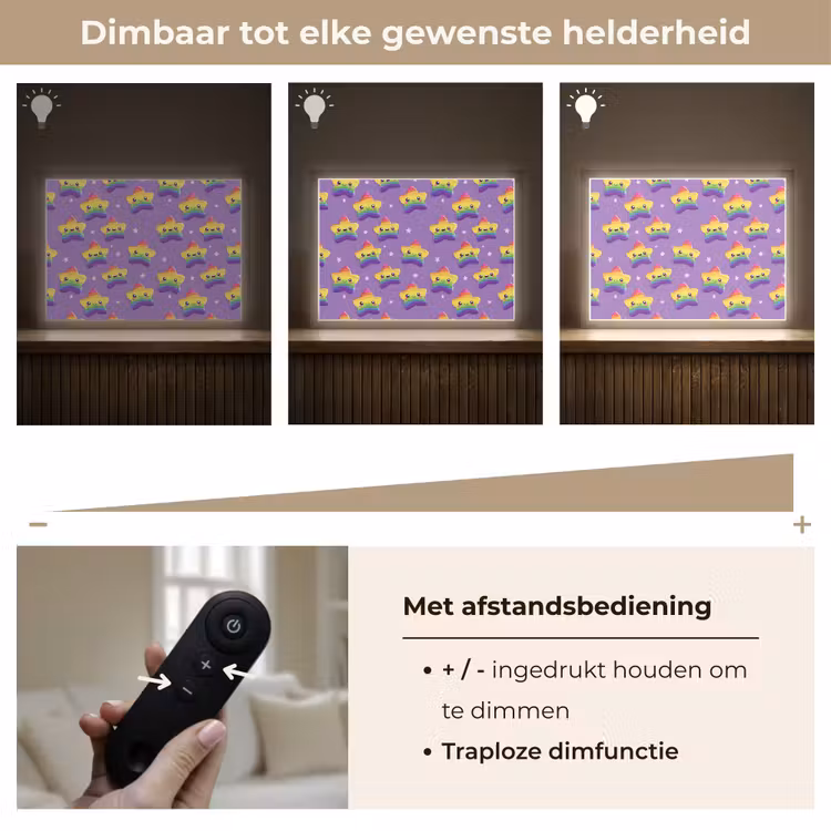 Sterren - Regenboog - Paars Light Box met batterij (Wandlamp) middel 907 -USP_dimbaarNL