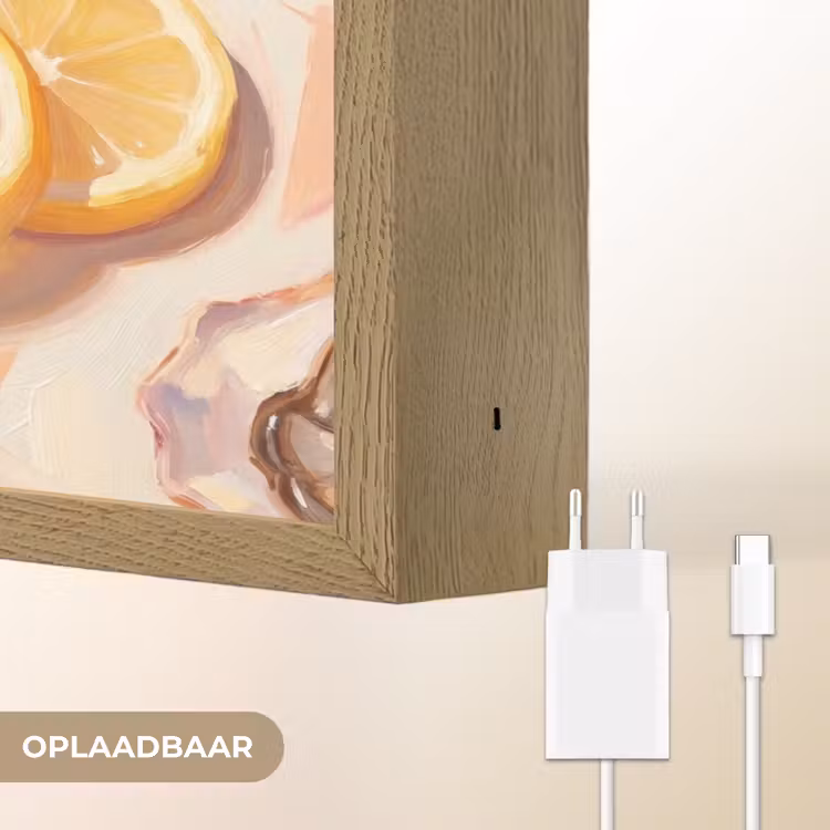 Stilleven - Citroenen - Oesters - Abstract - Oranje Light Box met batterij (Wandlamp) middel -USP_websiteoplaadbaarNL