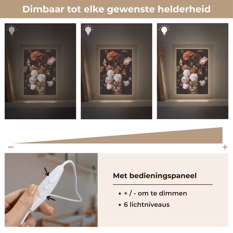 Stilleven met bloemen - Jan Davidsz de Heem - Kat Light Box met kabel (Wandlamp) klein -USP_dimbaarNL