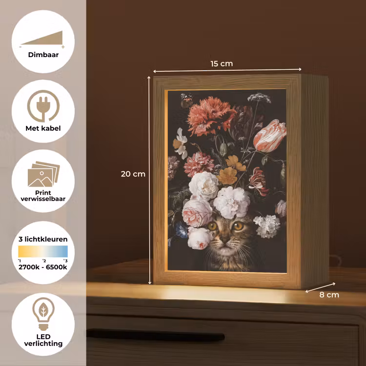 Stilleven met bloemen - Jan Davidsz de Heem - Kat Light Box met kabel (Wandlamp) klein -USP_websiteoverzichtNL