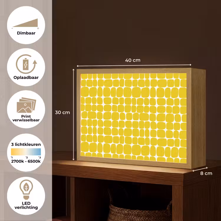 Stippen - Modern - Geel Light Box met batterij (Wandlamp) middel 907 -USP_websiteoverzichtNL