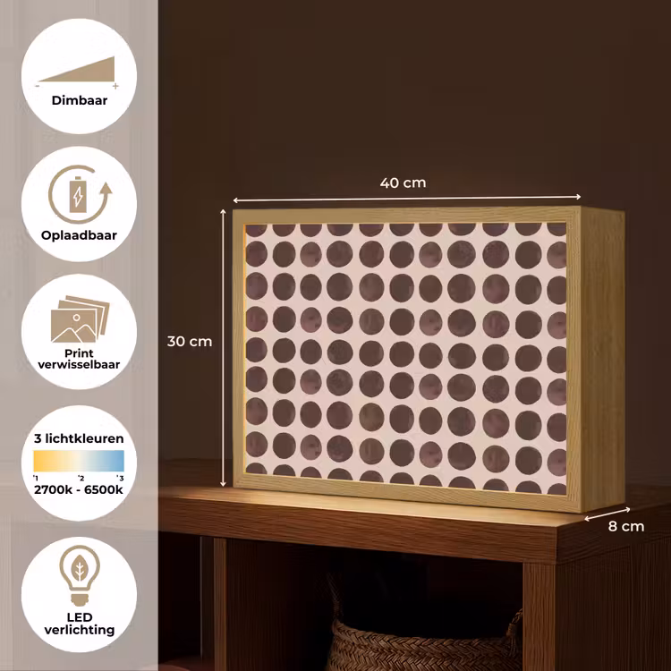 Stippen - Patroon - Bruin Light Box met batterij (Wandlamp) middel 907 -USP_websiteoverzichtNL