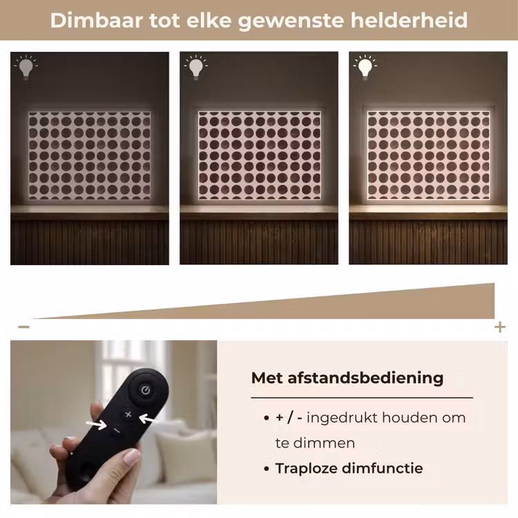 Stippen - Patroon - Bruin Light Box met batterij (Wandlamp) middel 907 -USP_dimbaarNL