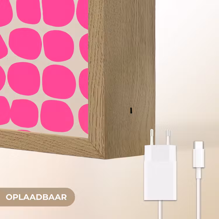 Stippen - Patroon - Roze Light Box met batterij (Wandlamp) middel 907 -USP_websiteoplaadbaarNL