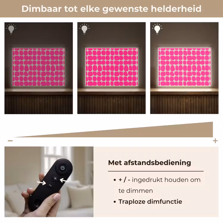 Stippen - Patroon - Roze Light Box met batterij (Wandlamp) middel 907 -USP_dimbaarNL