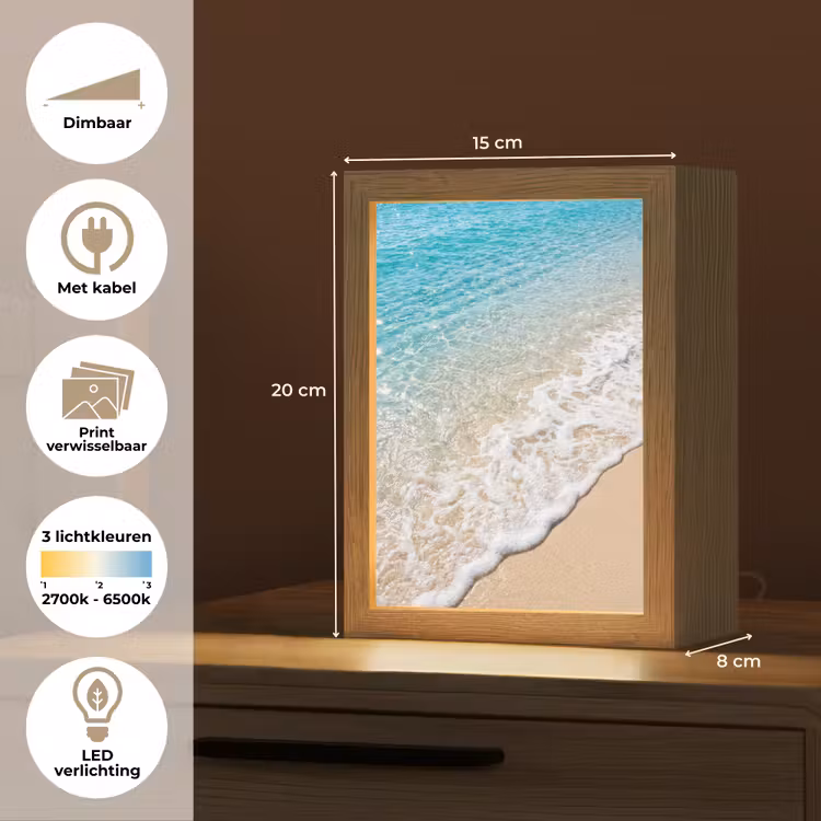Strand - Water - Natuur - Blauw - Beige Light Box met kabel (Wandlamp) klein -USP_websiteoverzichtNL