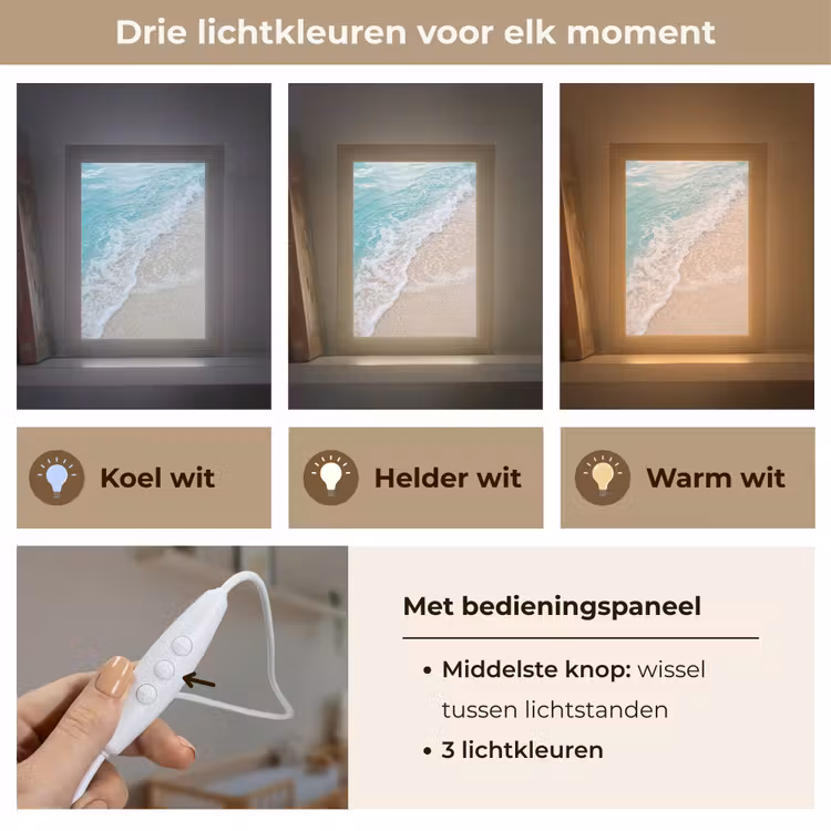 Strand - Zee - Golf - Natuur - Blauw Light Box met kabel (Wandlamp) klein -USP_lichtkleurNL
