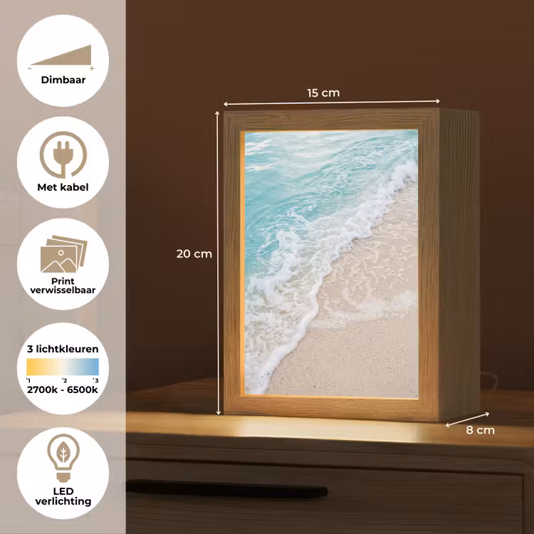 Strand - Zee - Golf - Natuur - Blauw Light Box met kabel (Wandlamp) klein -USP_websiteoverzichtNL