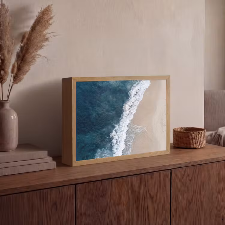 Strand - Zee - Golven Light Box met batterij (Wandlamp) middel -sfeer2