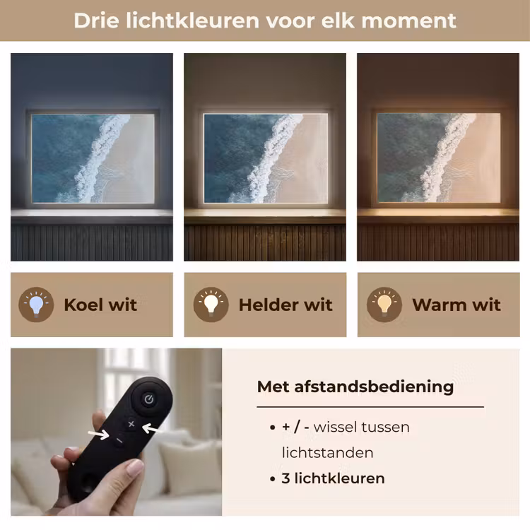 Strand - Zee - Golven Light Box met batterij (Wandlamp) middel -USP_lichtkleurNL
