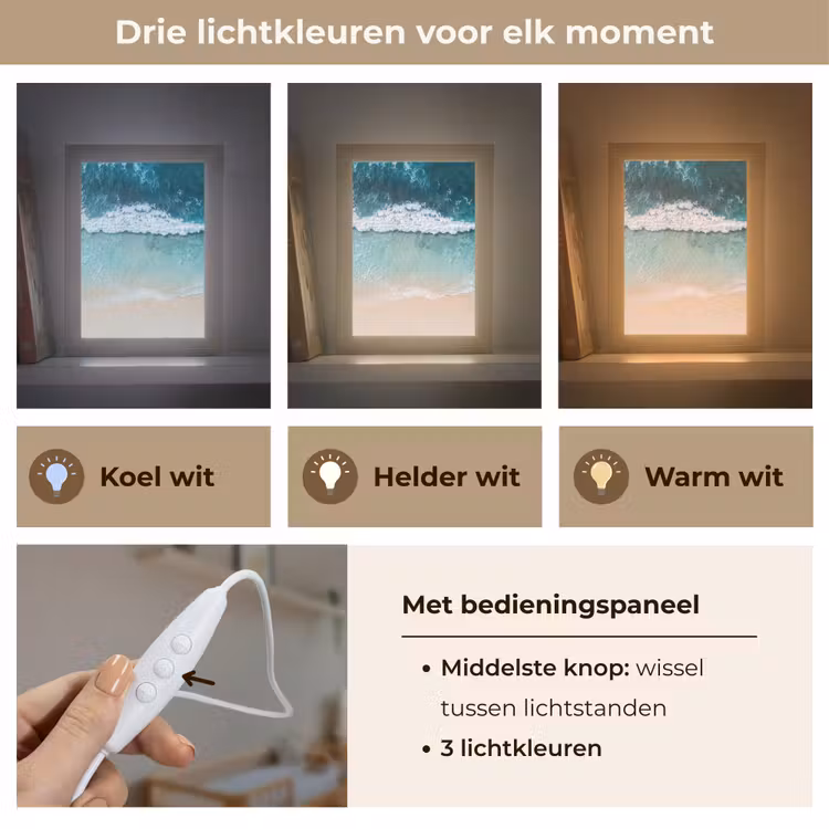 Strand - Zee - Golven - Natuur - Blauw Light Box met kabel (Wandlamp) klein -USP_lichtkleurNL