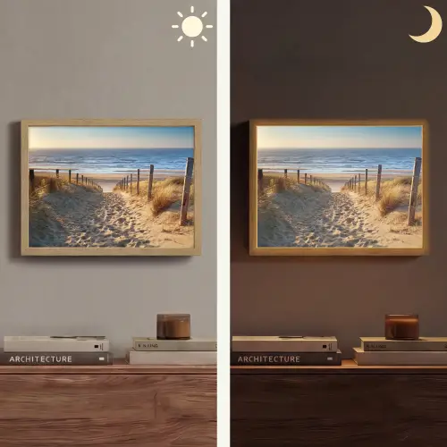 Strand - Zee - Nederland - Duinen - Zon Light Box met batterij (Wandlamp) middel -sfeer3