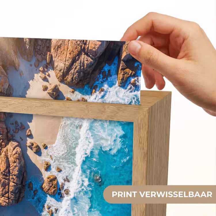 Strand - Zee - Rotsen - Natuur - Blauw Light Box met kabel (Wandlamp) klein -USP_websiteprintNL