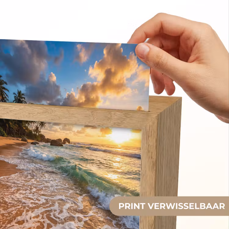 Strand - Zonsondergang - Golven - Natuur - Goud Light Box met kabel (Wandlamp) klein -USP_websiteprintNL