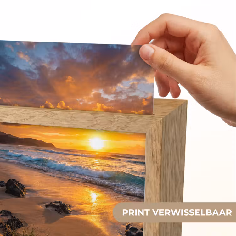 Strand - Zonsondergang - Golven - Natuur - Oranje Light Box met kabel (Wandlamp) klein -USP_websiteprintNL