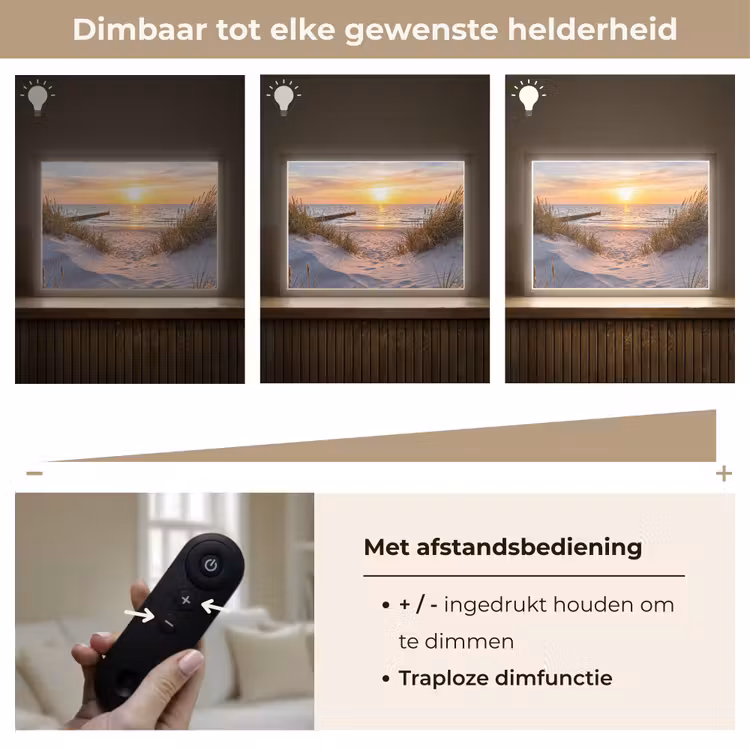 Strand - Zonsondergang - Natuur - Landschap Light Box met batterij (Wandlamp) middel -USP_dimbaarNL