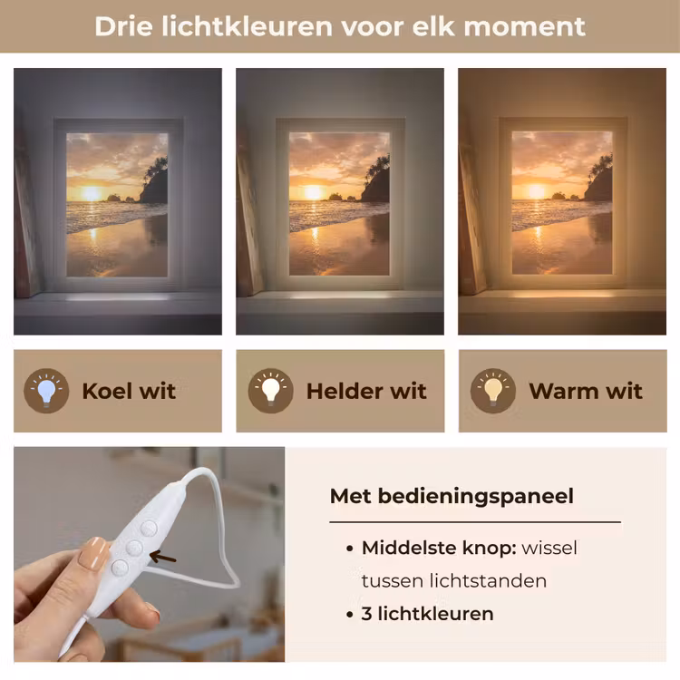 Strand - Zonsondergang - Natuur - Tropisch - Oranje Light Box met kabel (Wandlamp) klein -USP_lichtkleurNL