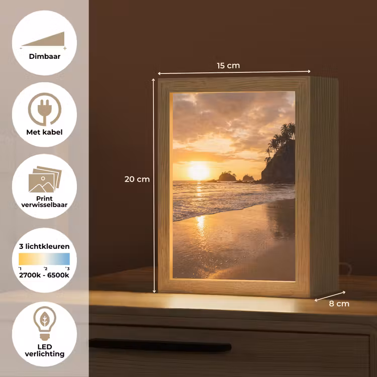 Strand - Zonsondergang - Natuur - Tropisch - Oranje Light Box met kabel (Wandlamp) klein -USP_websiteoverzichtNL