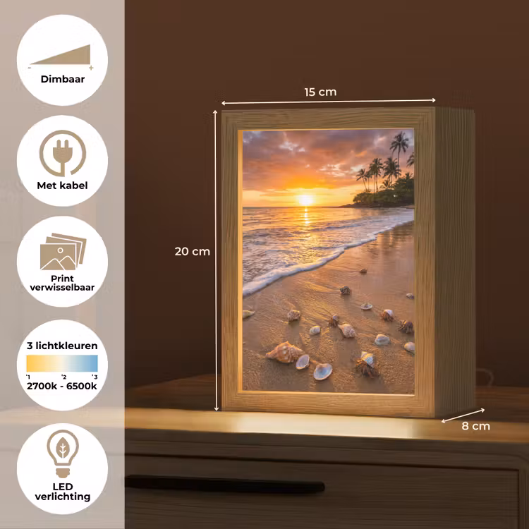 Strand - Zonsondergang - Palmbomen - Natuur - Oranje Light Box met kabel (Wandlamp) klein -USP_websiteoverzichtNL