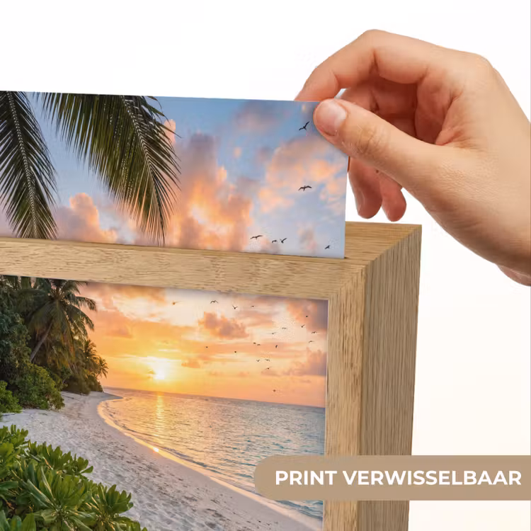 Strand - Zonsondergang - Palmbomen - Tropisch - Natuur Light Box met kabel (Wandlamp) klein -USP_websiteprintNL