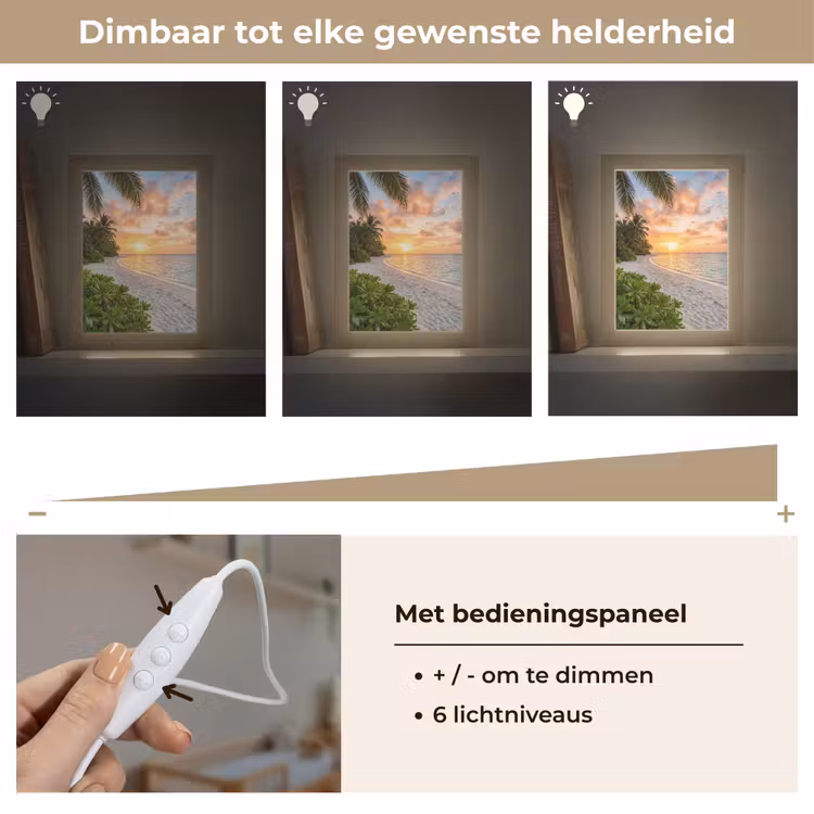 Strand - Zonsondergang - Palmbomen - Tropisch - Natuur Light Box met kabel (Wandlamp) klein -USP_dimbaarNL