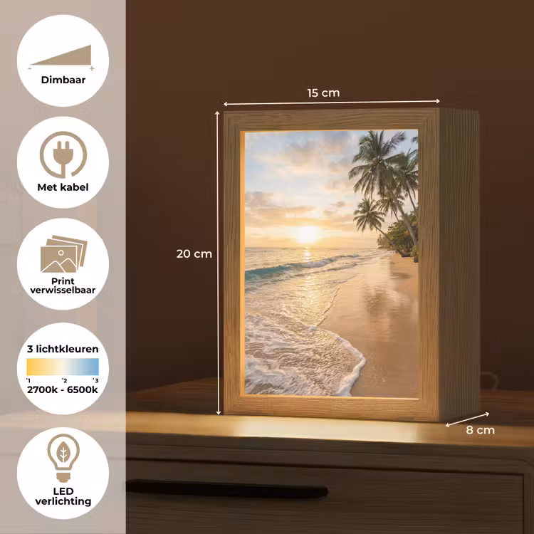 Strand - Zonsondergang - Tropisch - Natuur - Goud Light Box met kabel (Wandlamp) klein -USP_websiteoverzichtNL