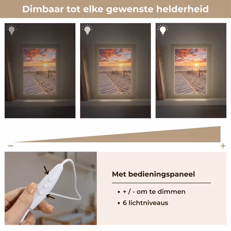 Strand - Zonsondergang - Zee - Natuur - Oranje Light Box met kabel (Wandlamp) klein -USP_dimbaarNL
