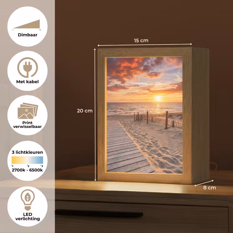 Strand - Zonsondergang - Zee - Natuur - Oranje Light Box met kabel (Wandlamp) klein -USP_websiteoverzichtNL