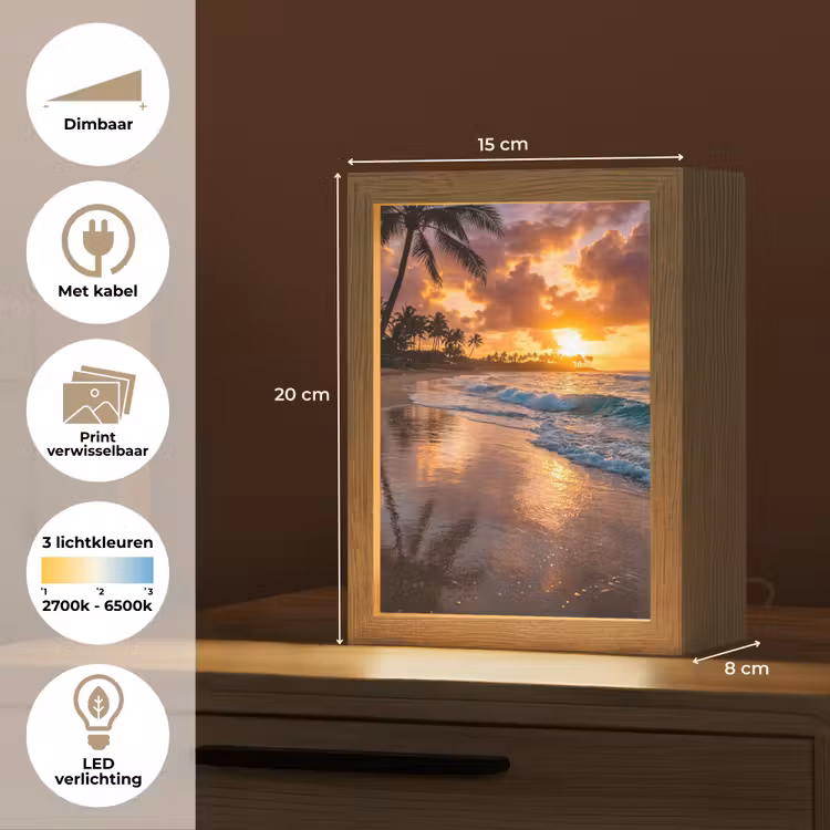 Strand - Zonsopgang - Tropisch - Natuur - Oranje Light Box met kabel (Wandlamp) klein -USP_websiteoverzichtNL