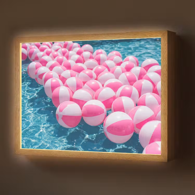 Strandballen - Roze - Water Light Box met batterij (Wandlamp) middel -z3d_website