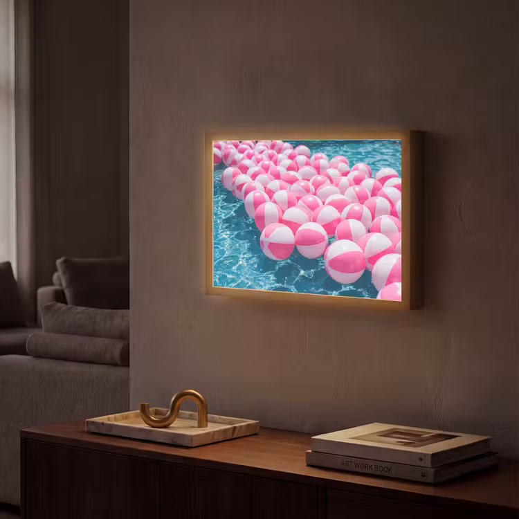 Strandballen - Roze - Water Light Box met batterij (Wandlamp) middel -sfeer1