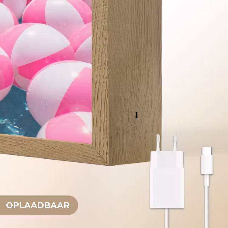Strandballen - Roze - Water Light Box met batterij (Wandlamp) middel -USP_websiteoplaadbaarNL