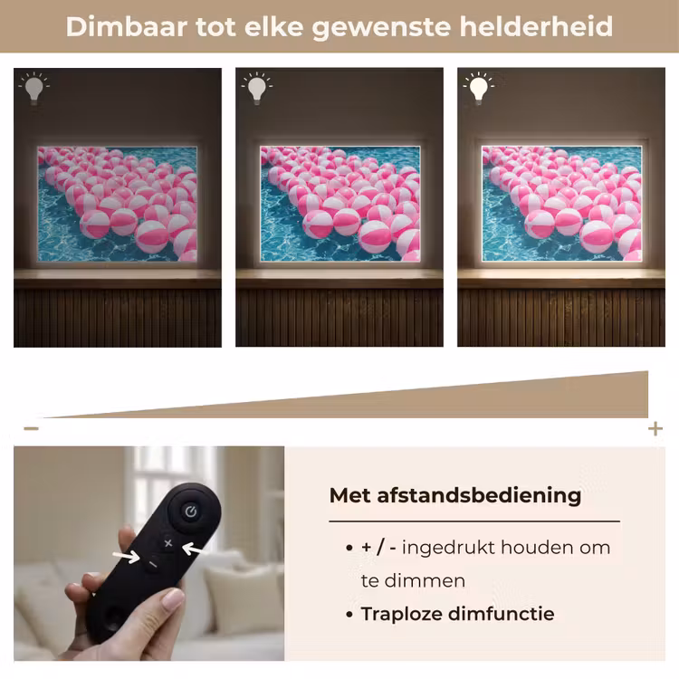Strandballen - Roze - Water Light Box met batterij (Wandlamp) middel -USP_dimbaarNL