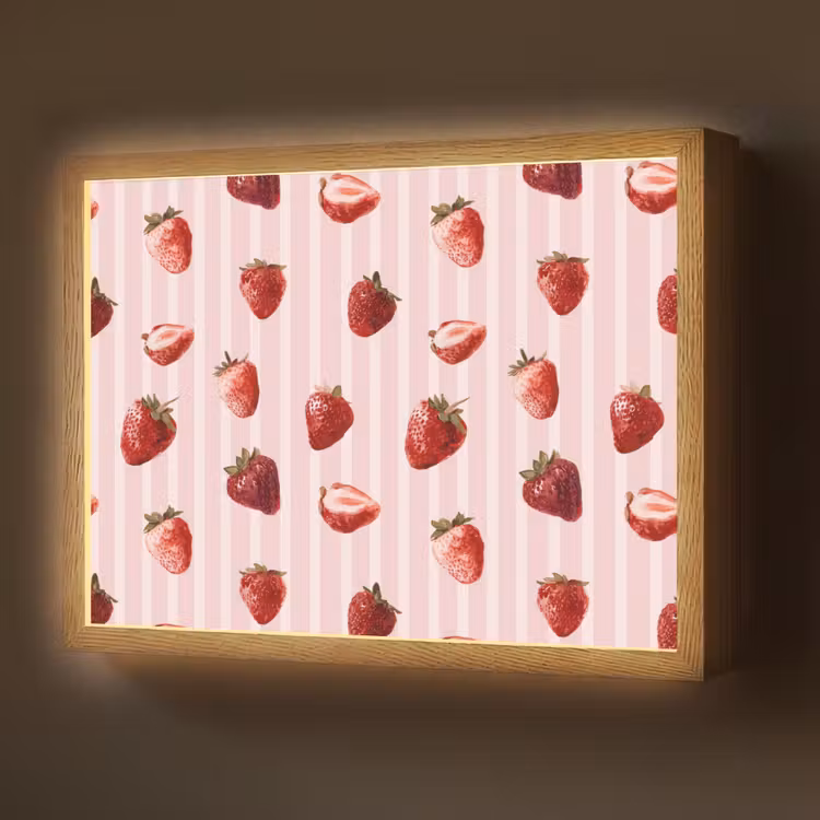 Strepen - Aardbei - Roze Light Box met batterij (Wandlamp) middel 907 -z3d_website