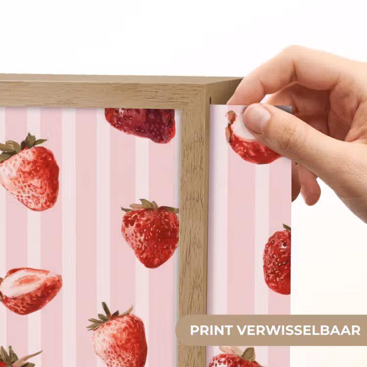 Strepen - Aardbei - Roze Light Box met batterij (Wandlamp) middel 907 -USP_websiteprintNL