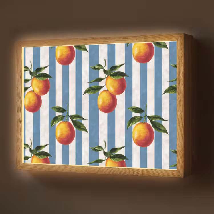 Strepen - Citroen - Blauw Light Box met batterij (Wandlamp) middel 907 -z3d_website