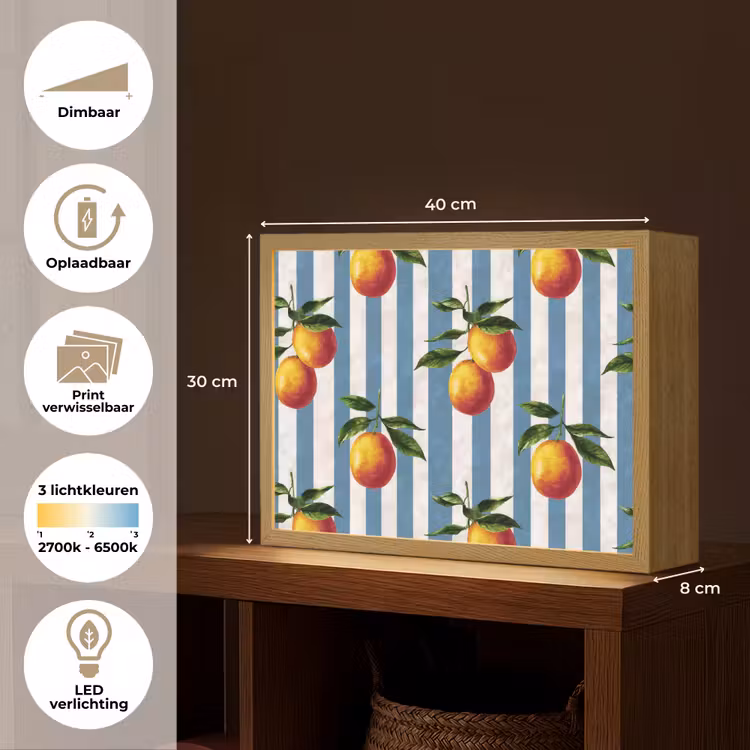 Strepen - Citroen - Blauw Light Box met batterij (Wandlamp) middel 907 -USP_websiteoverzichtNL