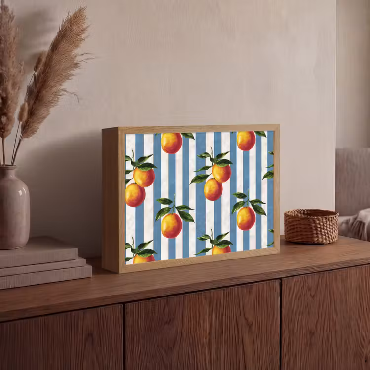 Strepen - Citroen - Blauw Light Box met batterij (Wandlamp) middel 907 -sfeer2