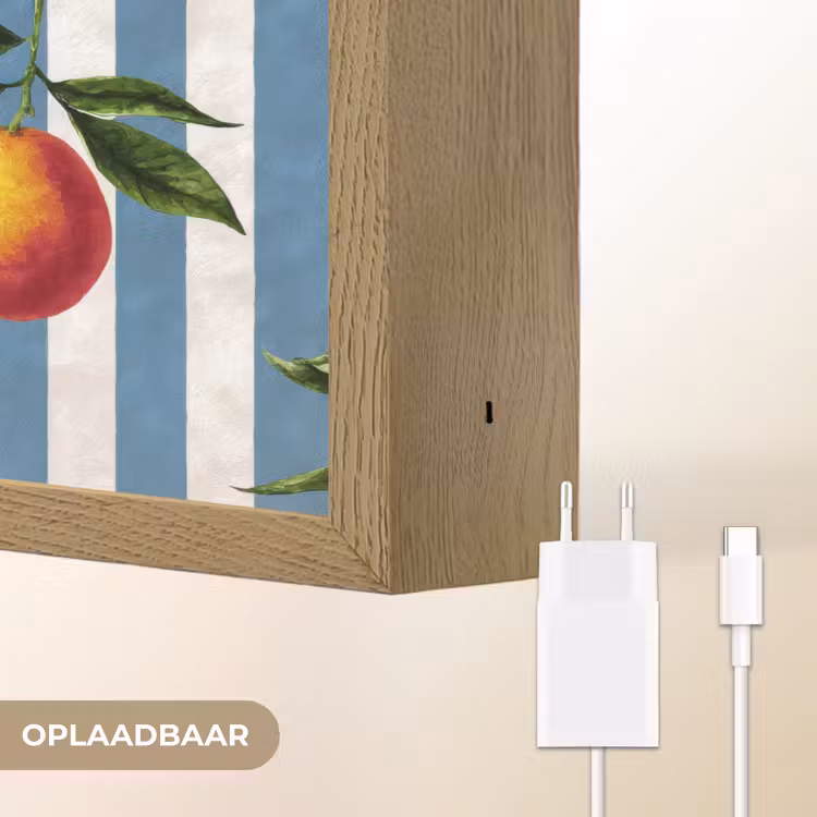Strepen - Citroen - Blauw Light Box met batterij (Wandlamp) middel 907 -USP_websiteoplaadbaarNL