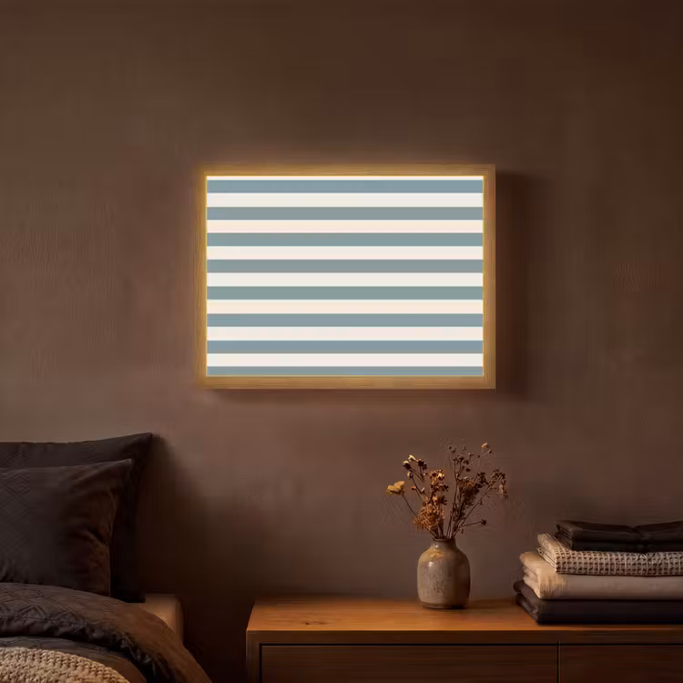 Strepen - Modern - Blauw Light Box met batterij (Wandlamp) middel 907 -sfeer4